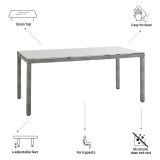 KOVINSKA MIZA NATERIAL DAVOS SIVA 90X180X74 ALU-STEKLO