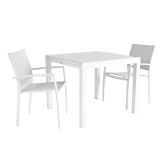 KOVINSKA MIZA NATERIAL LYRA II BELA 90/160X90 ALU STEKLO