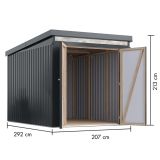 KOVINSKA VRTNA HIŠKA KARIBU IRIDIUM 2.5 ANTRACIT 207X292X213