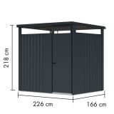 KOVINSKA VRTNA HIŠKA KARIBU OSTEN 1.5 ANTRAZIT 220X160X215