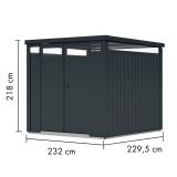 KOVINSKA VRTNA HIŠKA KARIBU OSTEN 2 ANTRACIT 220X160X215