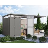 KOVINSKA VRTNA HIŠKA KARIBU OSTEN 2 SIVI ALUMINIJ 220X220X215