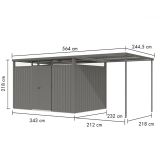 KOVINSKA VRTNA HIŠKA KARIBU OSTEN 3 SIV ALUMINIJ 330X220X215