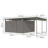 KOVINSKA VRTNA HIŠKA KARIBU OSTEN 4 SIV ALUMINIJ 370X330X215