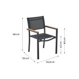 KOVINSKI STOL NATERIAL PERSEA ALU TEKSTILEN 2X1 TEMNO SIV