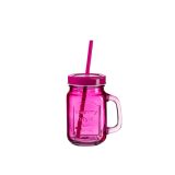 KOZAREC ZA DRUGE PIJAČE DOMESTIC 450 ML S POKROVOM IN SLAMICO ROZA