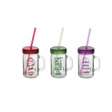 KOZAREC ZA DRUGE PIJAČE HEREVIN 400 ML S POKROVOM IN SLAMICO RAZLIČNE BARVE