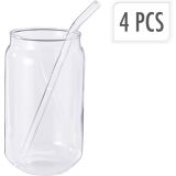 KOZAREC ZA VODO/SOK EH SET 4/1 KOZARCI/VRČI S STEKL. SLAMICAMI 500 ML