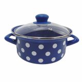 KOZICA EMO 18 CM 2.25 L NIZKA POLKA MODRA STEKLEN POKROV