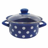 KOZICA EMO 22 CM 4 L NIZKA POLKA MODRA STEKLEN POKROV