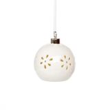 OKRASEK ZA JELKO GLOSSTYLE KROGLA BELA FI 7 CM Z LED LUČKO IZ PORCELANA