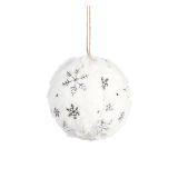 OKRASEK ZA JELKO GLOSSTYLE KROGLA BELA FI 10 S SREBNIMI SNEŽINKAMI