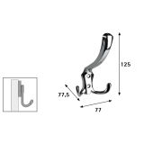 KOVINSKI OBEŠALNIK 2 KLJUKI HETTICH DIY, 125X77X75 MM, KROMIRAN