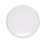 DEKORACIJA GLOSSTYLE KROŽNIK SREBRNO BELI FI33 CM UMETNA MASA