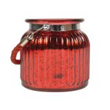 NOVOLETNI SVEČNIK R+W LANTERNA STEKLENA 9.5X10 CM SREBRNE/RDEČE/BAKRENE