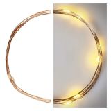 LED BOŽIČNA NANO VERIGA BAKRENA, 0,9 M, 2X AA, NOTRANJA, TOPLA BELA, ČASOVNIK