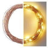 LED BOŽIČNA NANO VERIGA BAKRENA, 10 M, ZUNANJA IN NOTRANJA, TOPLA BELA, ČASOVNIK