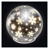 LED BOŽIČNA STEKLENA KROGLA ' SNEŽINKE, 12 CM, 3X AA, NOTRANJI, TOPLA BELA, ČASOVNIK