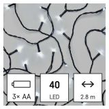 LED BOŽIČNA VERIGA, 2,8 M, 3X AA, ZUNANJA IN NOTRANJA, HLADNA BELA, ČASOVNIK