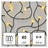 LED BOŽIČNA VERIGA, 2,8 M, 3X AA, ZUNANJA IN NOTRANJA, TOPLA BELA, ČASOVNIK