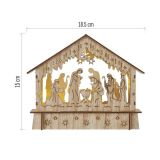 LED BOŽIČNE JASLICE LESENE, 15 CM, 2X AA, NOTRANJE, TOPLA BELA, ČASOVNIK