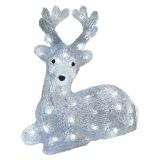 LED BOŽIČNI JELENČEK, 27 CM, ZUNANJI IN NOTRANJI, HLADNA BELA, ČASOVNIK