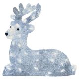 LED BOŽIČNI JELENČEK, 27 CM, ZUNANJI IN NOTRANJI, HLADNA BELA, ČASOVNIK