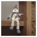 LED BOŽIČNI SNEŽAK SEDEČ, 31 CM, 3X AA, NOTRANJA, TOPLA BELA