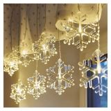 LED BOŽIČNI ZASTOR ' SNEŽINKE, 84 CM, NOTRANJI, TOPLA BELA