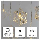 LED BOŽIČNI ZASTOR ' SNEŽINKE, 84 CM, NOTRANJI, TOPLA BELA