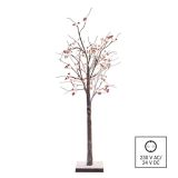 LED SVETLEČE DREVO Z JAGODAMI, 120 CM, ZUNANJE IN NOTRANJE, TOPLA BELA, ČASOVNIK