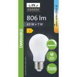 LED ŽARNICA E27 CASAYA MAT ZATEM. KLAS. A60 7W 810LM 2700K