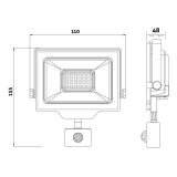 LED ZUNANJI REFLEKTOR AVIDE 20W 6400K 2000LM SENZOR HLADNO BELA