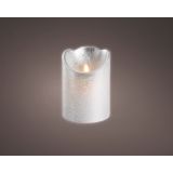 SVEČA BREZ PLAMENA LUMINEO LED, SREBRNA, FI 7.5 CM VIŠINA 10 CM