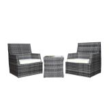 GARNITURA UMETNI RATAN BIVA LEON 3-DELNA SIVA