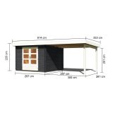 LESENA VRTNA HIŠKA KARIBU BASTRUP 5 + MONTAŽNA STREHA 3M ANTRACIT 297X297X222