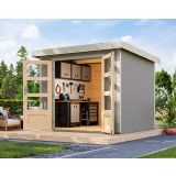 LESENA VRTNA HIŠKA KARIBU JUPITER 3 D VODNO SIVA 242X217X211