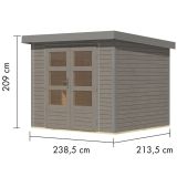 LESENA VRTNA HIŠKA KARIBU JUPITER 3 D VODNO SIVA 242X217X211