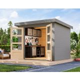 LESENA VRTNA HIŠKA KARIBU JUPITER 3 D VODNO SIVA 242X217X211