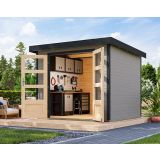 LESENA VRTNA HIŠKA KARIBU JUPITER 3 D VODNO SIVA 242X217X211