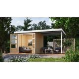 LESENA VRTNA HIŠKA KARIBU JUPITER A+ PODALJŠEK STREHE 2.35M, BELI OKVIR