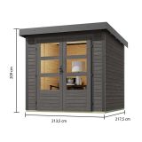 LESENA VRTNA HIŠKA KARIBU JUPITER B 209X214X218 SIVA