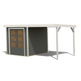 LESENA VRTNA HIŠKA KARIBU JUPITER B+ PODALJŠEK STREHE 2.35M, BELI OKVIR