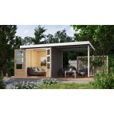 LESENA VRTNA HIŠKA KARIBU JUPITER B+ PODALJŠEK STREHE 2.35M, BELI OKVIR