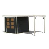 LESENA VRTNA HIŠKA KARIBU JUPITER C+ PODALJŠEK STREHE 2.35M, BELI OKVIR