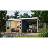 LESENA VRTNA HIŠKA KARIBU JUPITER C+ PODALJŠEK STREHE 2.35M, BELI OKVIR