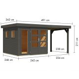 LESENA VRTNA HIŠKA KARIBU LAHAR 3.5 + PODALJŠEK STREHE ŠIRINE 2.40 M