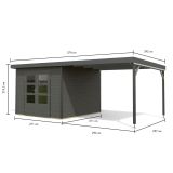 LESENA VRTNA HIŠKA KARIBU PLUTO B+ PODALJŠEK STREHE 3M, ANTRACIT