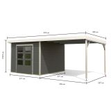 LESENA VRTNA HIŠKA KARIBU PLUTO B+ PODALJŠEK STREHE 3M, BELA