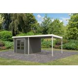 LESENA VRTNA HIŠKA KARIBU PLUTO B+ PODALJŠEK STREHE 3M, BELA